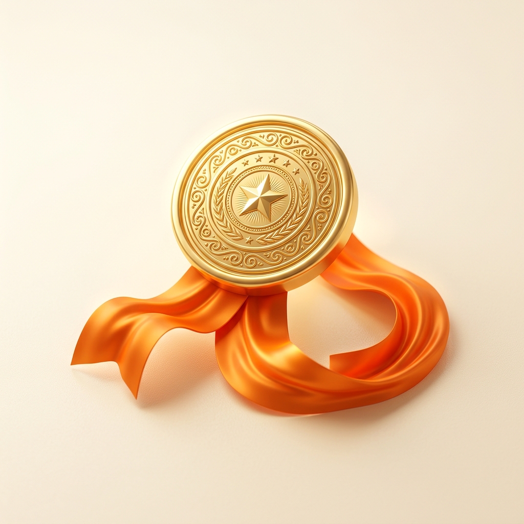 Gold security accreditation seal 3D graphic